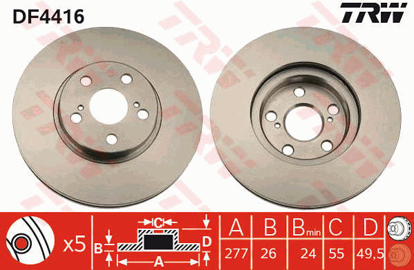 Тормозной диск KAVO PARTS арт. DF4416