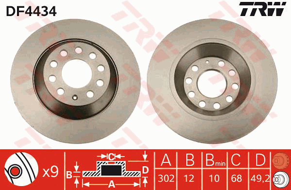 Тормозной диск TEXTAR арт. DF4434