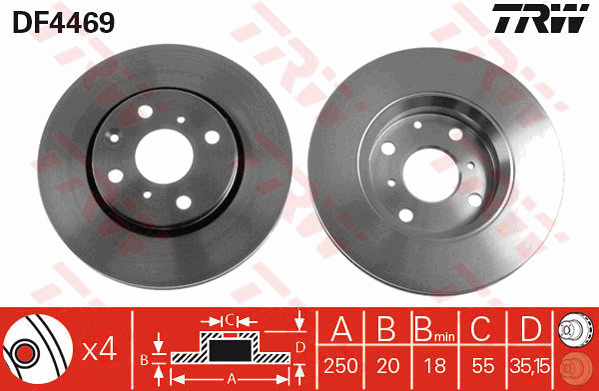 Тормозной диск KAVO PARTS арт. DF4469