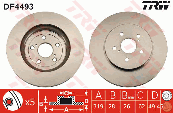 Тормозной диск KAVO PARTS арт. DF4493