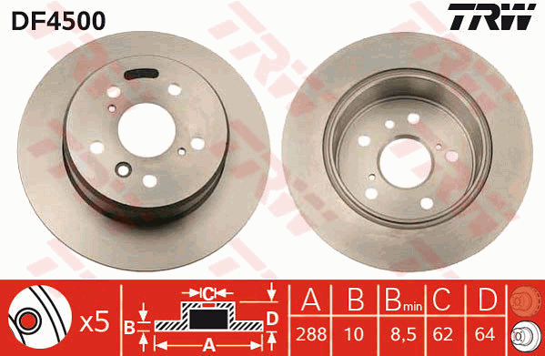 Тормозной диск TOYOTA арт. DF4500