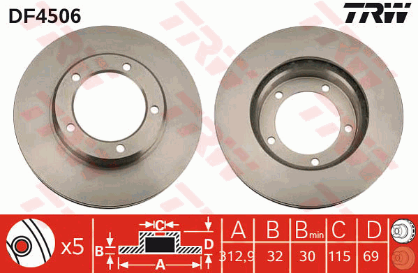 Тормозной диск BLUE PRINT арт. DF4506