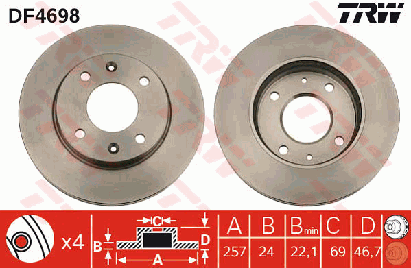 Тормозной диск ROTINGER арт. DF4698