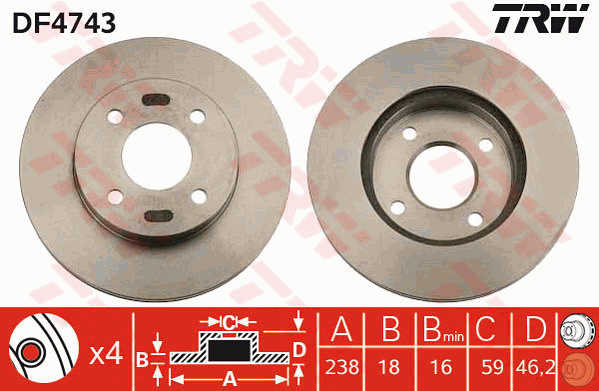 Тормозной диск BOSCH арт. DF4743