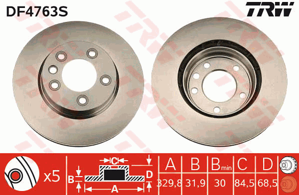 Тормозной диск A.B.S. арт. DF4763S