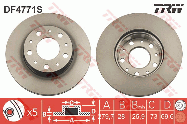 Тормозной диск A.B.S. арт. DF4771S