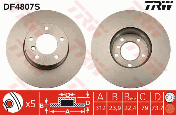 Тормозной диск CHAMPION арт. DF4807S