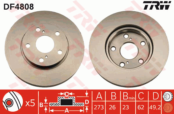 Тормозной диск TOYOTA арт. DF4808