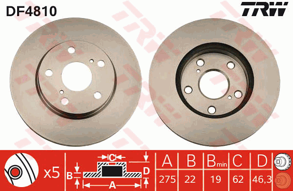 Тормозной диск HERTH+BUSS JAKOPARTS арт. DF4810