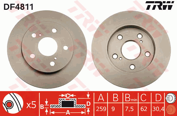 Тормозной диск KAVO PARTS арт. DF4811