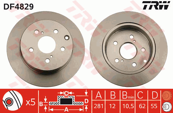 Тормозной диск TOYOTA арт. DF4829