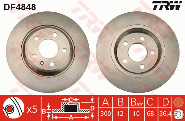 Тормозной диск BLUE PRINT арт. DF4848