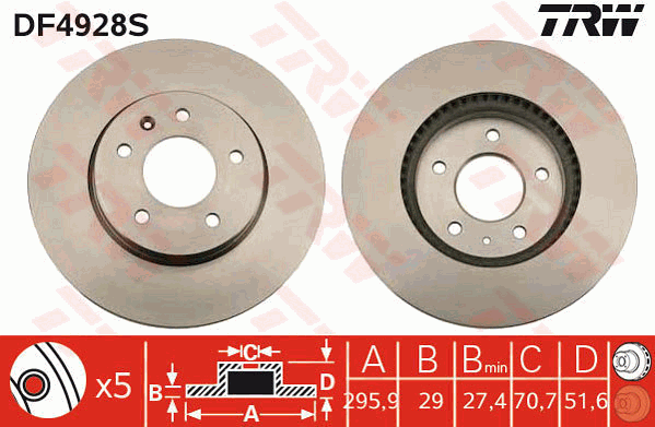 Тормозной диск BREMBO арт. DF4928S