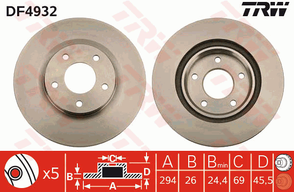Тормозной диск MITSUBISHI арт. DF4932