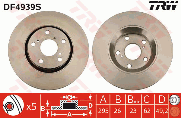 Тормозной диск KAVO PARTS арт. DF4939S
