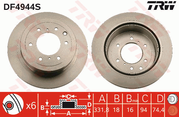 Тормозной диск KAVO PARTS арт. DF4944S