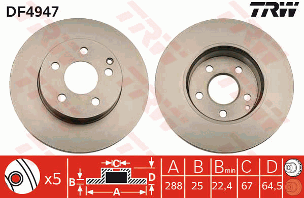 Тормозной диск BOSCH арт. DF4947