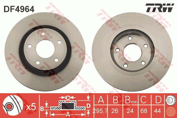 Тормозной диск KAVO PARTS арт. DF4964