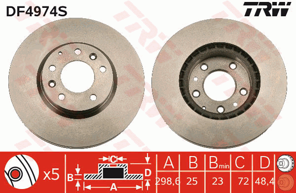 Тормозной диск KAVO PARTS арт. DF4974S
