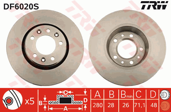 Тормозной диск BREMBO арт. DF6020S