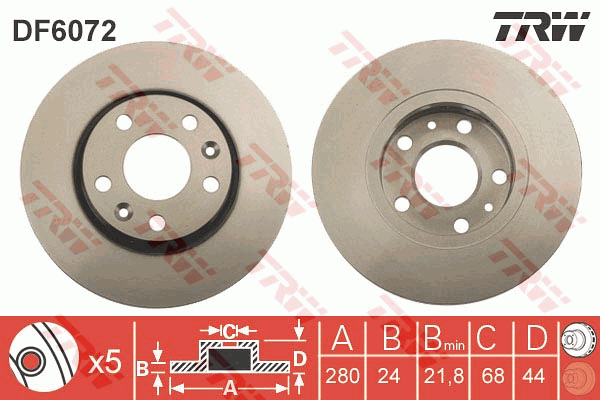 Тормозной диск BREMBO арт. DF6072