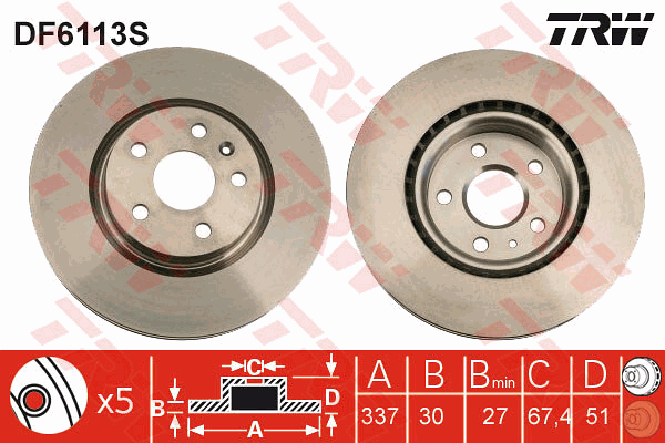 Тормозной диск BREMBO арт. DF6113S