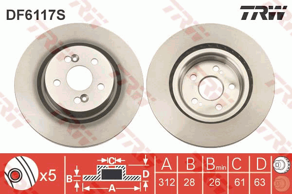 Тормозной диск BOSCH арт. DF6117S
