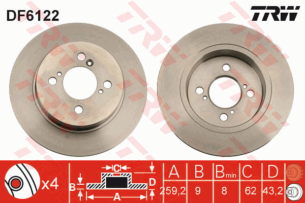 Тормозной диск BLUE PRINT арт. DF6122