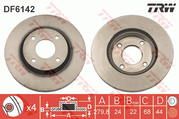 Тормозной диск BOSCH арт. DF6142