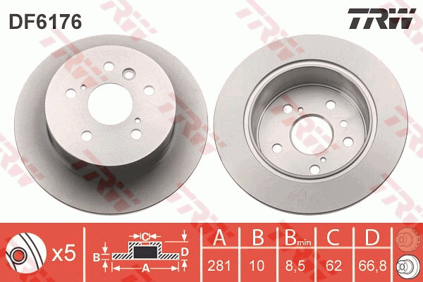 Тормозной диск BOSCH арт. DF6176