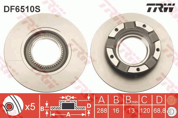 Тормозной диск BOSCH арт. DF6510S