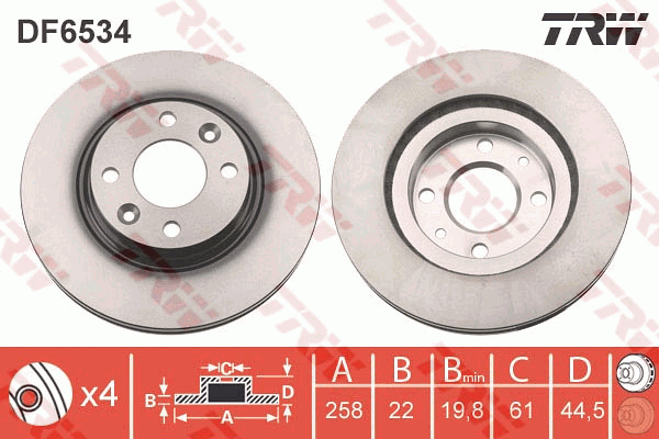 Тормозной диск BOSCH арт. DF6534
