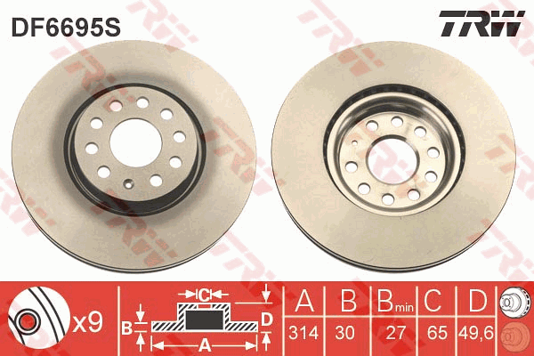Тормозной диск BREMBO арт. DF6695S