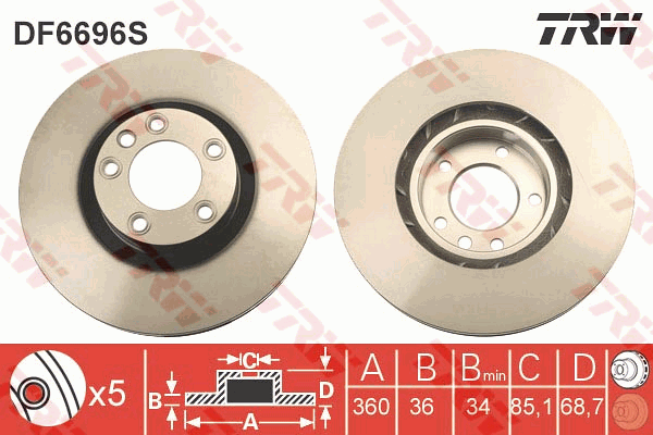 Тормозной диск ZIMMERMANN арт. DF6696S