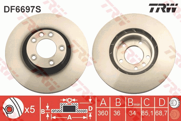 Тормозной диск ZIMMERMANN арт. DF6697S