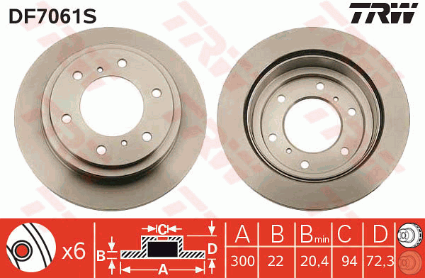 Тормозной диск KAVO PARTS арт. DF7061S