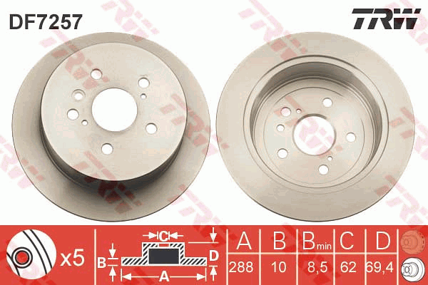Тормозной диск TOYOTA арт. DF7257