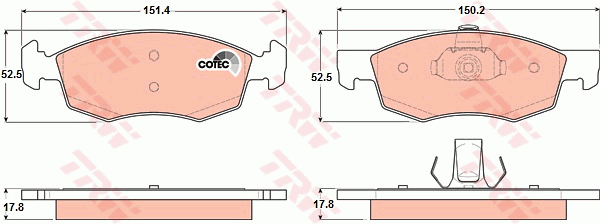 Гальмівні колодки пер. Doblo 01-05 (ATE) (151.3x52.5x18) SOLGY арт. GDB1588