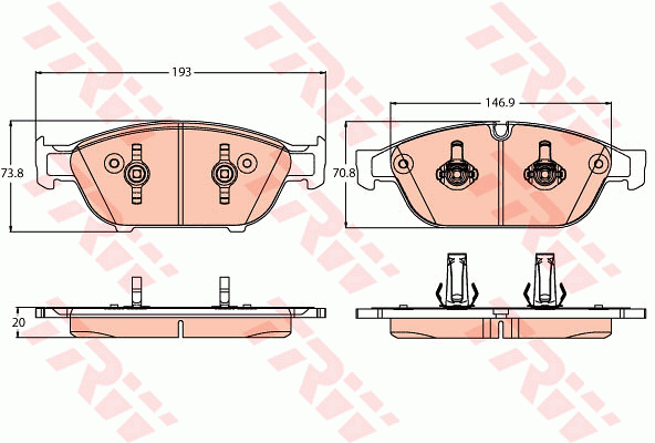 Тормозные колодки передние дисковые BREMBO арт. GDB2113