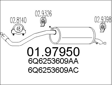 Глушитель выхлопных газов конечный POLMO арт. 01.97950