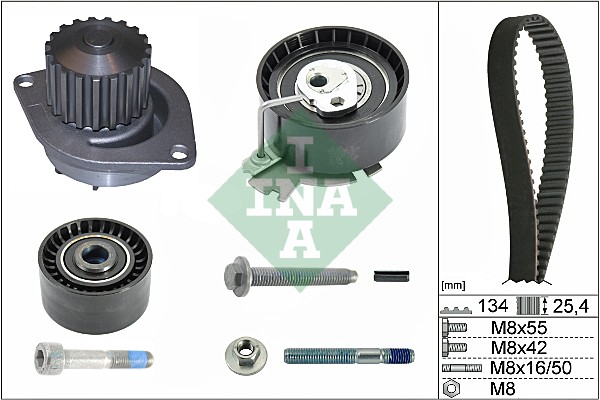 Комплект ГРМ + помпа Citroen Berlingo/Xsara/C3/C4/Peugeot 206/301/307/Partner 1.6 0- (25.4x134z) PEUGEOT арт. 530 0379 30