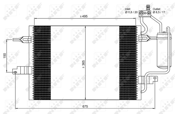 Радіатор кондиціонера (з осушувачем) Opel Meriva A 1.4-1.8 03-10 THERMOTEC арт. 35599