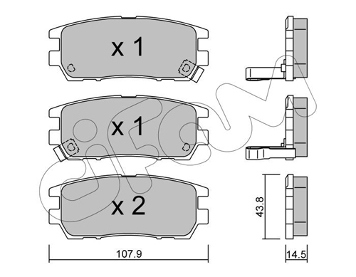 Гальмівні колодки зад Pajero II 94- (107.8*43.8*14) BREMBO арт. 822-151-0