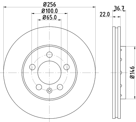 Тормозной диск перед. Golf 97-06/Bora 99-05/Octavia 97-10 (256x22) BREMBO арт. 8DD355105361