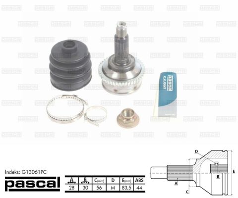ШРУС с пыльником PASCAL G13061PC