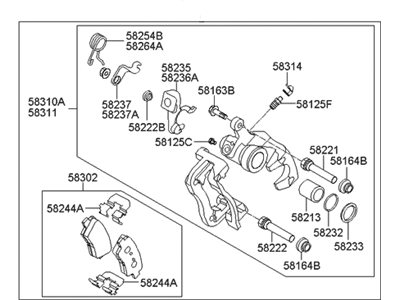 Супорт гальмівний задній правий Hyundai Accent/Solaris/Kia Rio 11- (вир-во Mobis) ERT арт. 584001R300