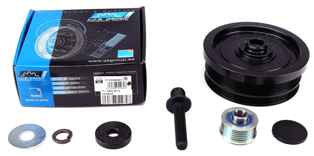 Шкив коленвала + шкив генератора BMW 3 (E46)/5 (E39/E61) 99-10 (4PK+6PK) (в комплекте с болтом)  арт. 17-1034KSETB