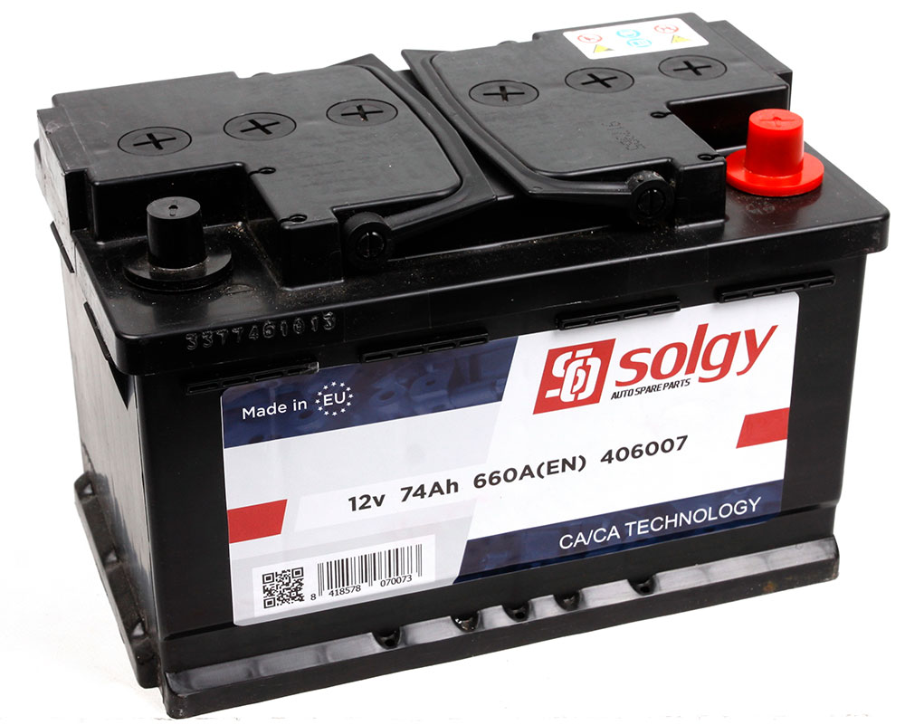 Аккумуляторная батарея 74Ah/660A (278x175x175/+R) SOLGY арт. 406007